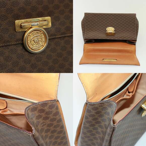 CELINE Macadam Canvas Hand Bag Pvc Brown - Picture 11 of 13